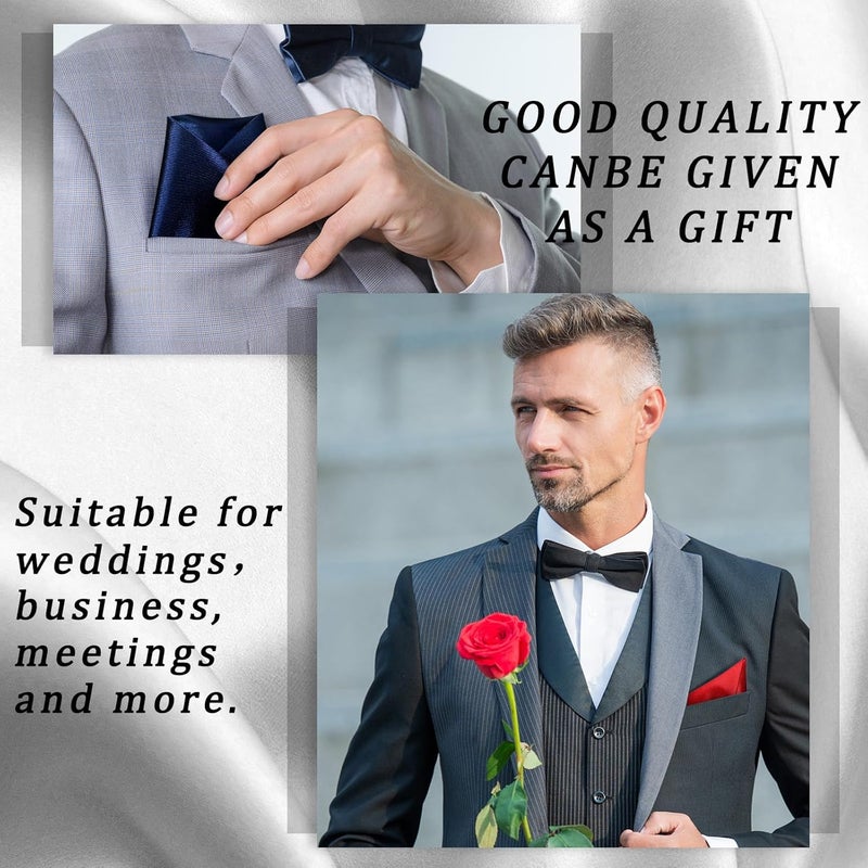 Newcotte 40 Pcs Pocket Squares for Men Assorted Solid Color Handkerchief Suit Pocket Handkerchief Soft Square Handy - Image 2